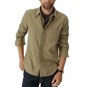 Buck Mason Men’s Draped Twill One Pocket Button Up Shirt Sz XL Light Olive NWOT